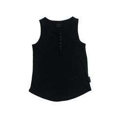 Relax! Merino Cotton Henley Tank - Solid Night