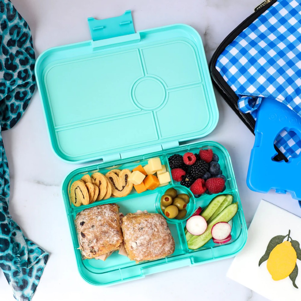 5-Compartment Tapas Lunchbox - Bali Aqua - Clear Aqua Tray
