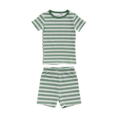 Organic Cotton Short Sleeve Pyjamas - Pine Stripe