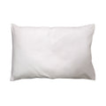 A plain white rectangular pillow with silk pillowcase shown against a white background.