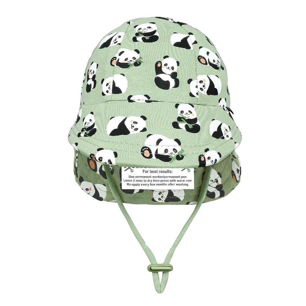 Legionnaire Flap Sun Hat - Panda on a white background