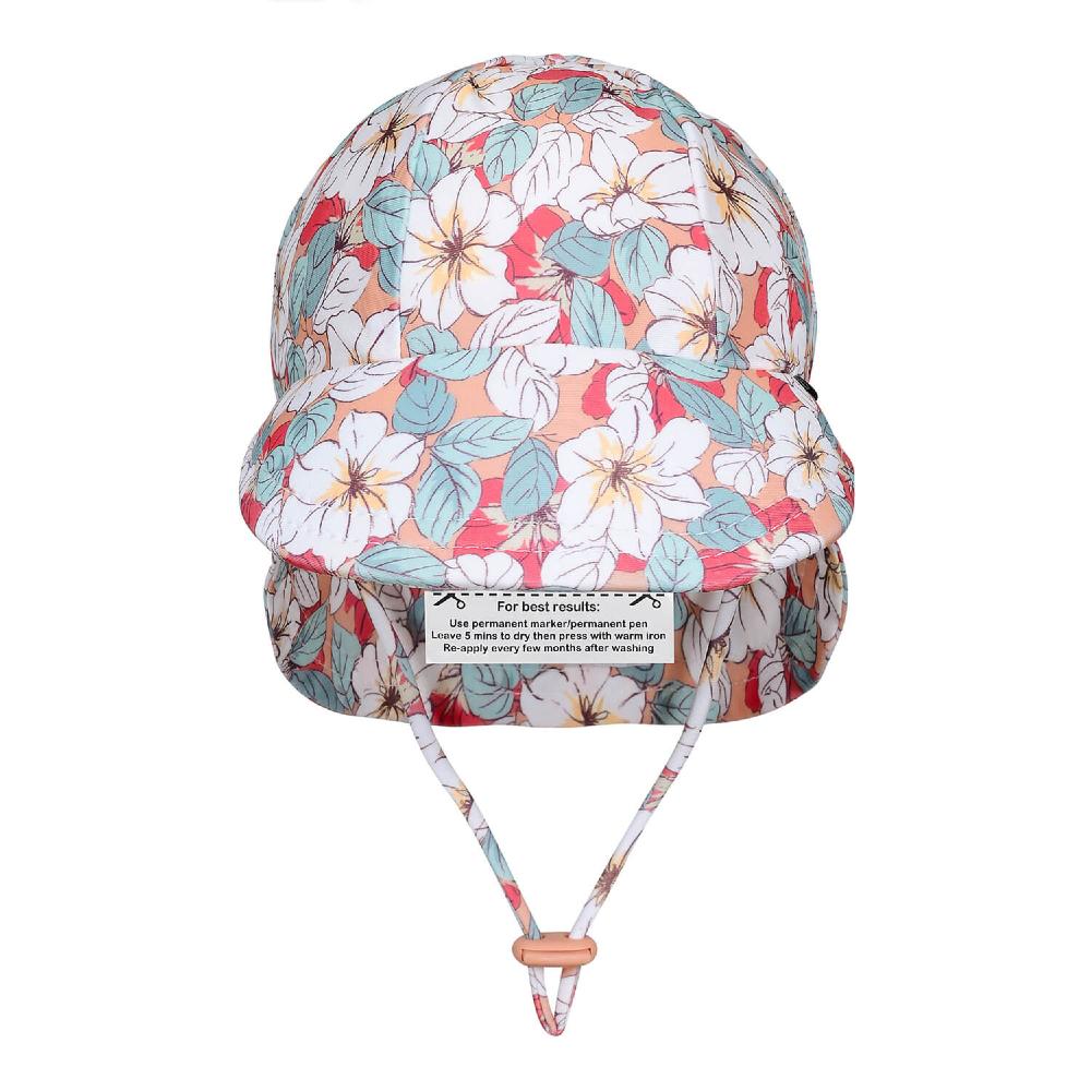 Swim Legionnaire Sun Hat - Hibiscus on a white background