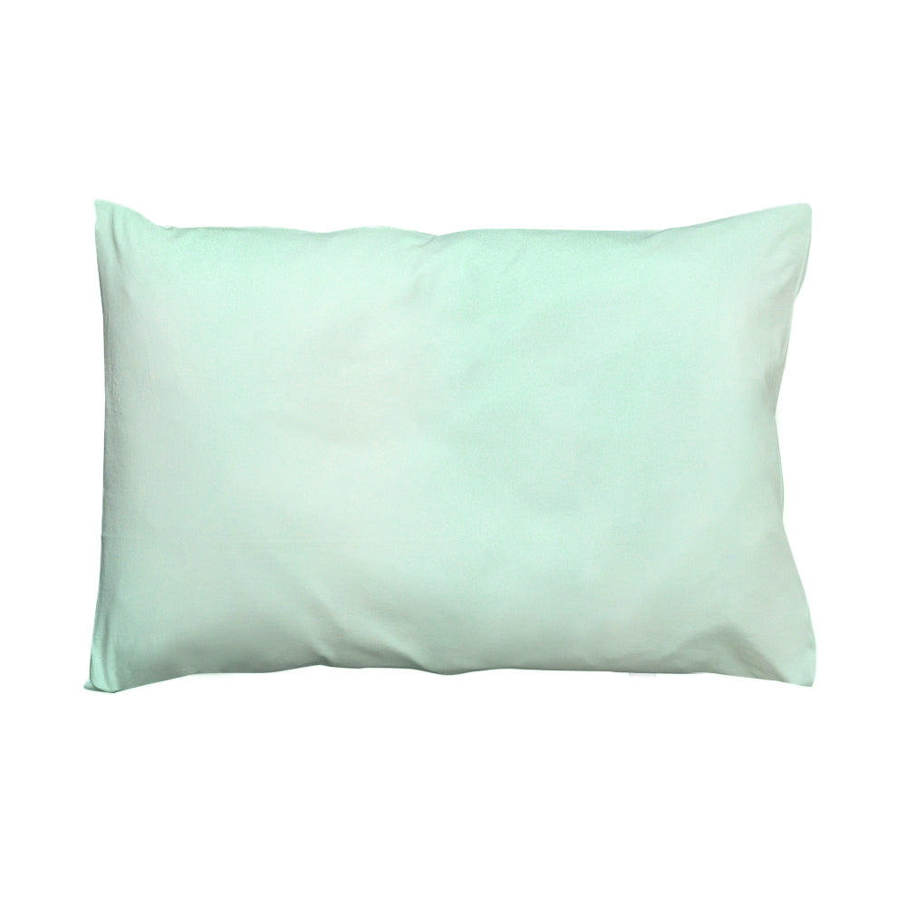 A mint green silk pillowcase shown flat against a solid white background.