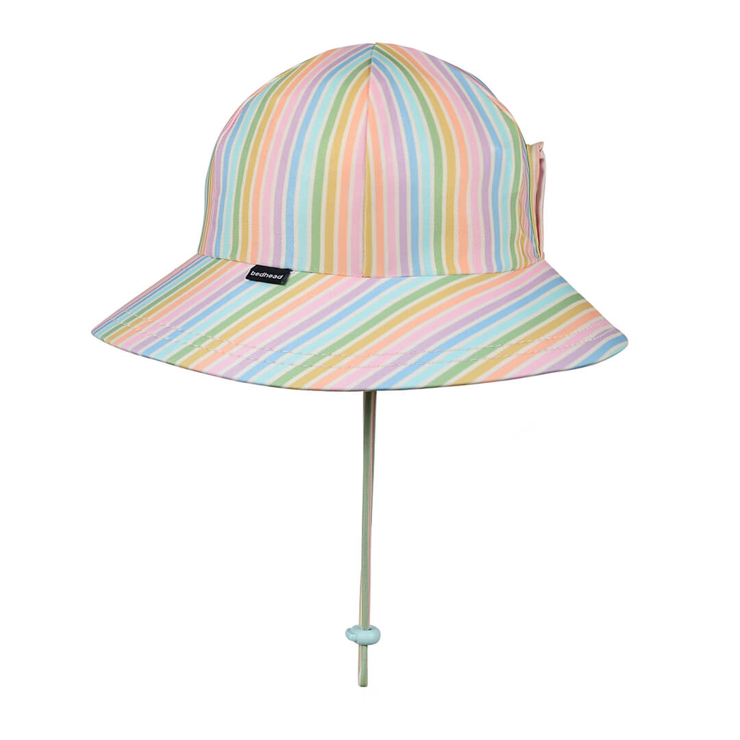 Swim Ponytail Bucket Sun Hat - Rainbow Stripe