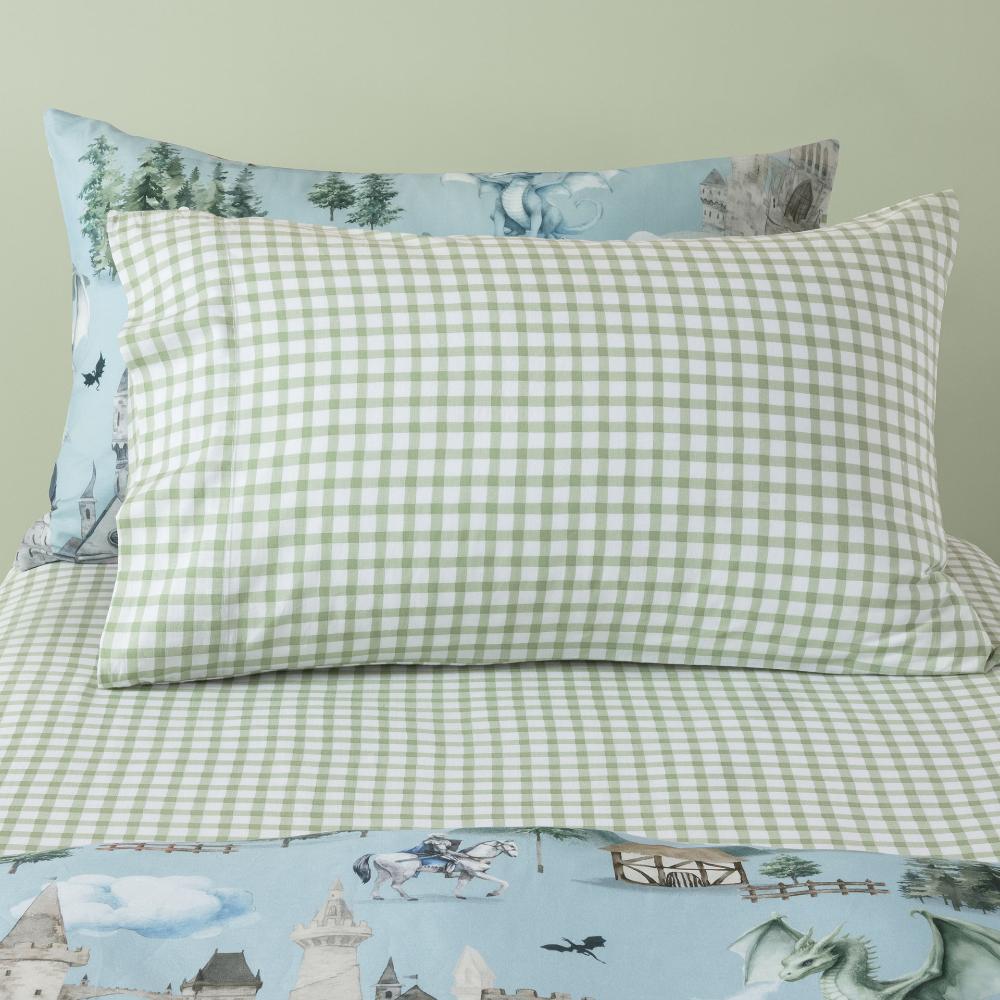 Cotton Fitted Sheet + Pillowcase Set - Charlie - Sage