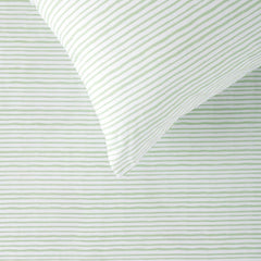 Cotton Fitted Sheet + Pillowcase Set - Scribble Stripe Green