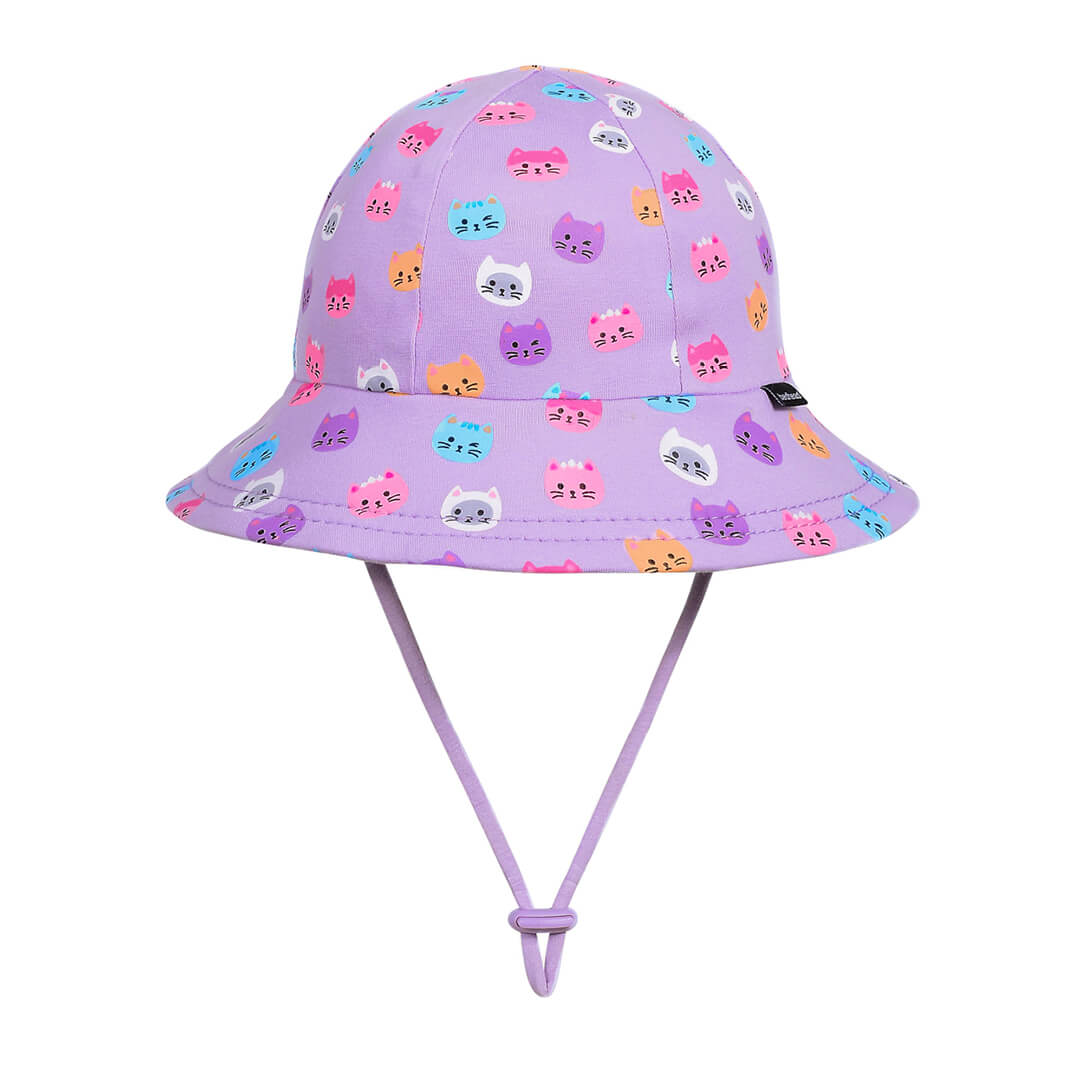 Toddler Bucket Sun Hat - Kitty on a white background