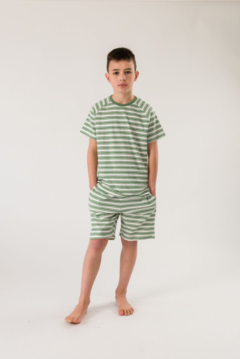 Organic Cotton Loose Fit Summer PJs - Pine Stripe